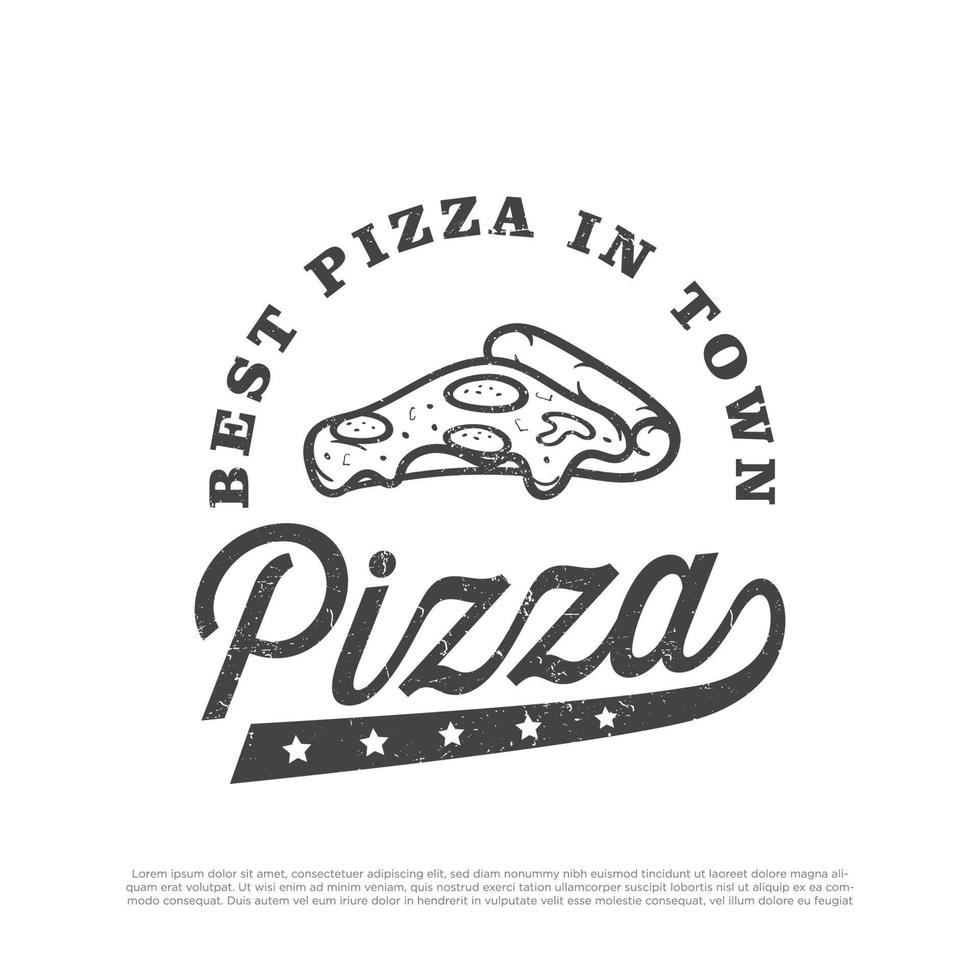 Hand drawn pizza logo concept. Simple minimalist pizza logo for your restaurant or cafe vector
