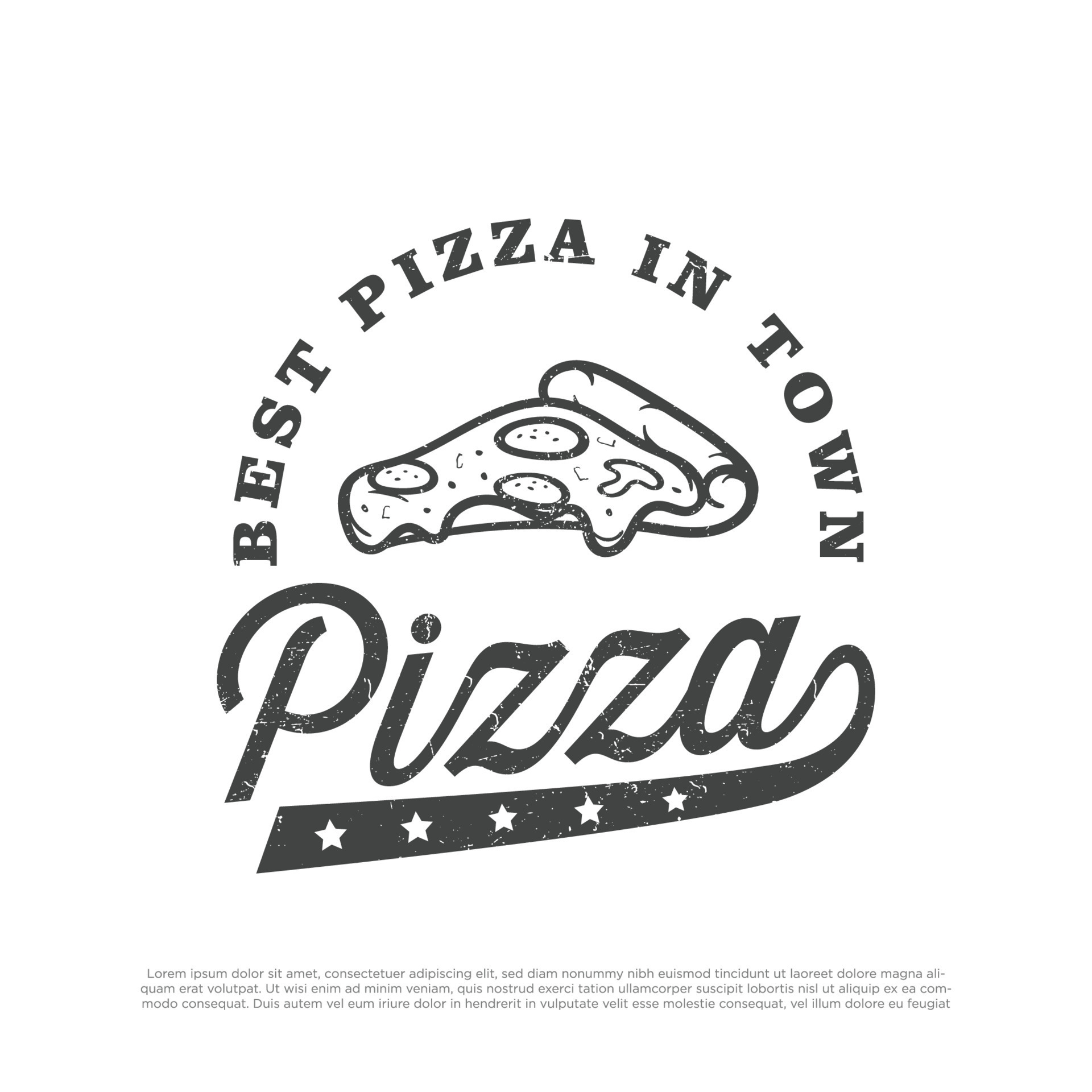 Hand drawn pizza logo concept. Simple minimalist pizza logo for your