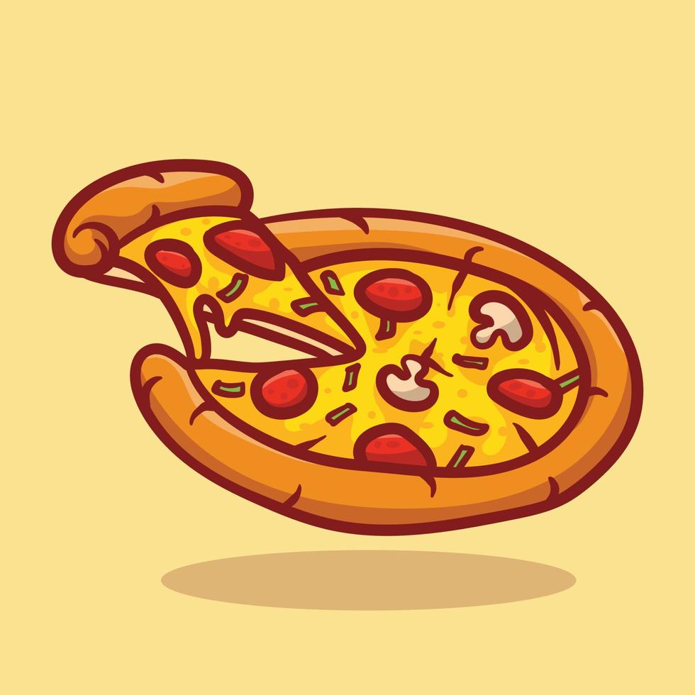 gráfico vectorial de ilustración de pizza tierna con estilo de dibujos  animados dibujo a mano bueno para restaurante, camiseta, impresión,  pegatina, café, logotipo, emblema, promoción, etc. 9900543 Vector en  Vecteezy