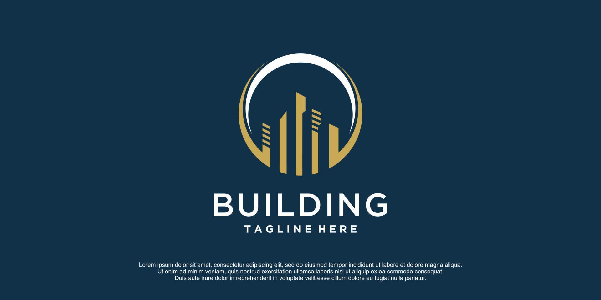 Building logo design for business Premium Vector
