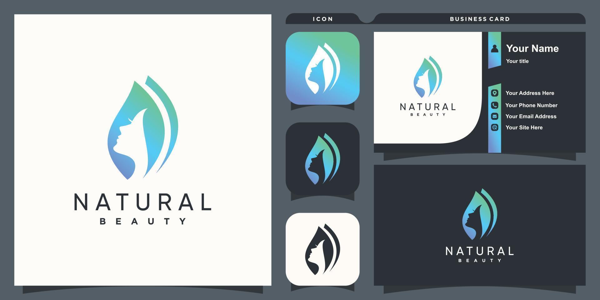 logotipo de belleza natural con vector premium de concepto creativo fresco y moderno