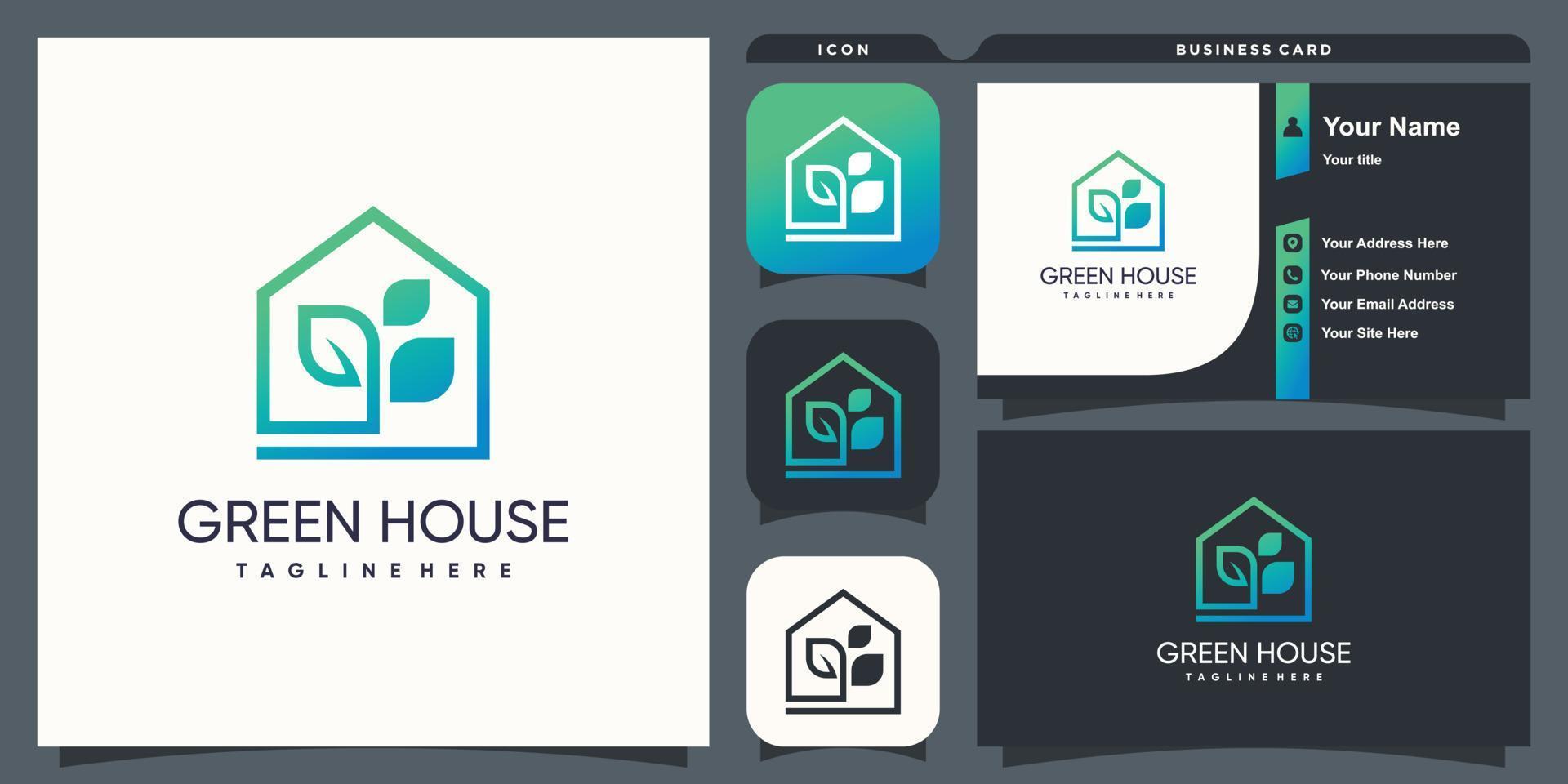 Green house logo with modern concept for business premium vector