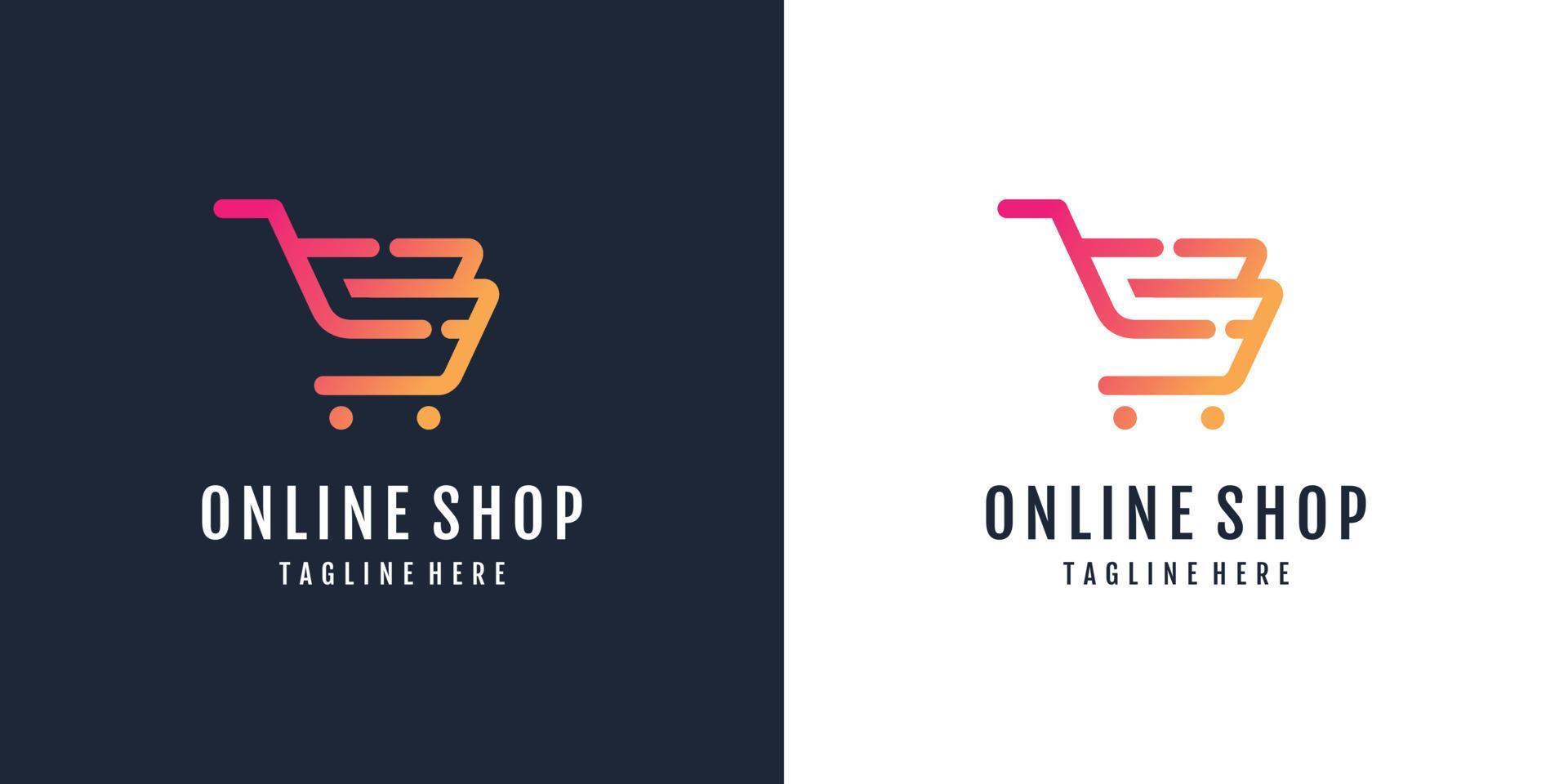 Online shop logo with modern concept for business Premium Vector