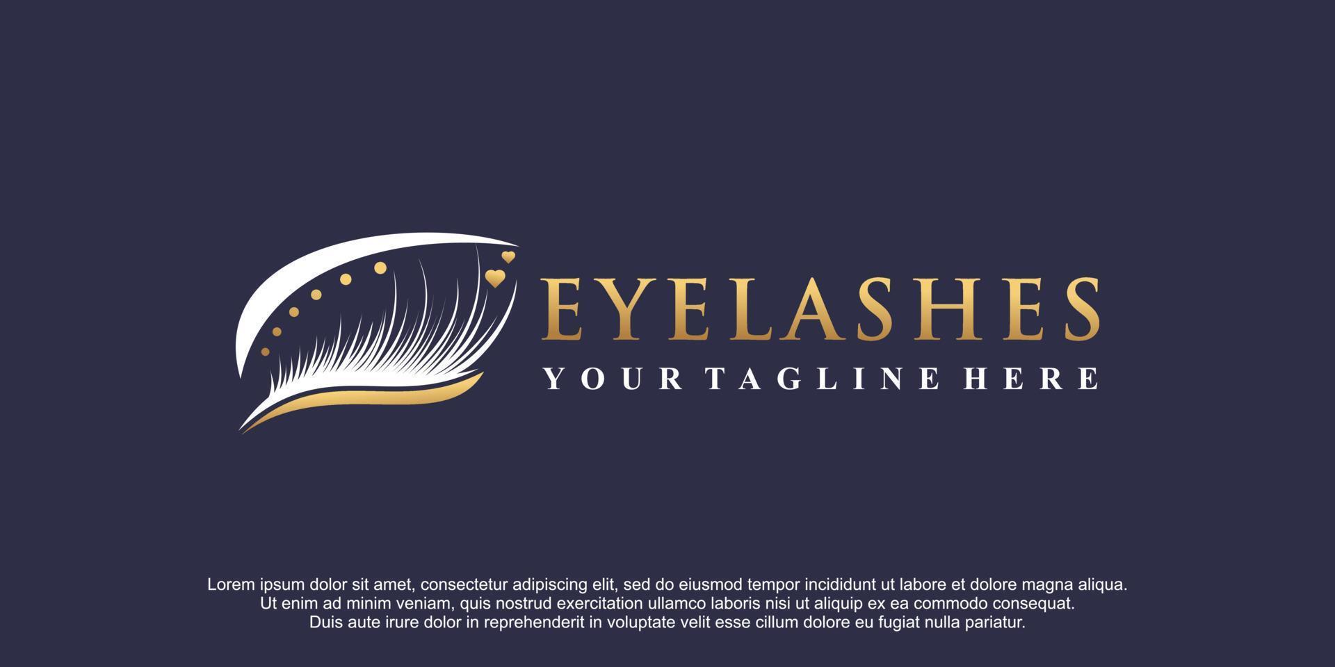 Eyelashes logo design for beauty make up with creative element Premium Vector