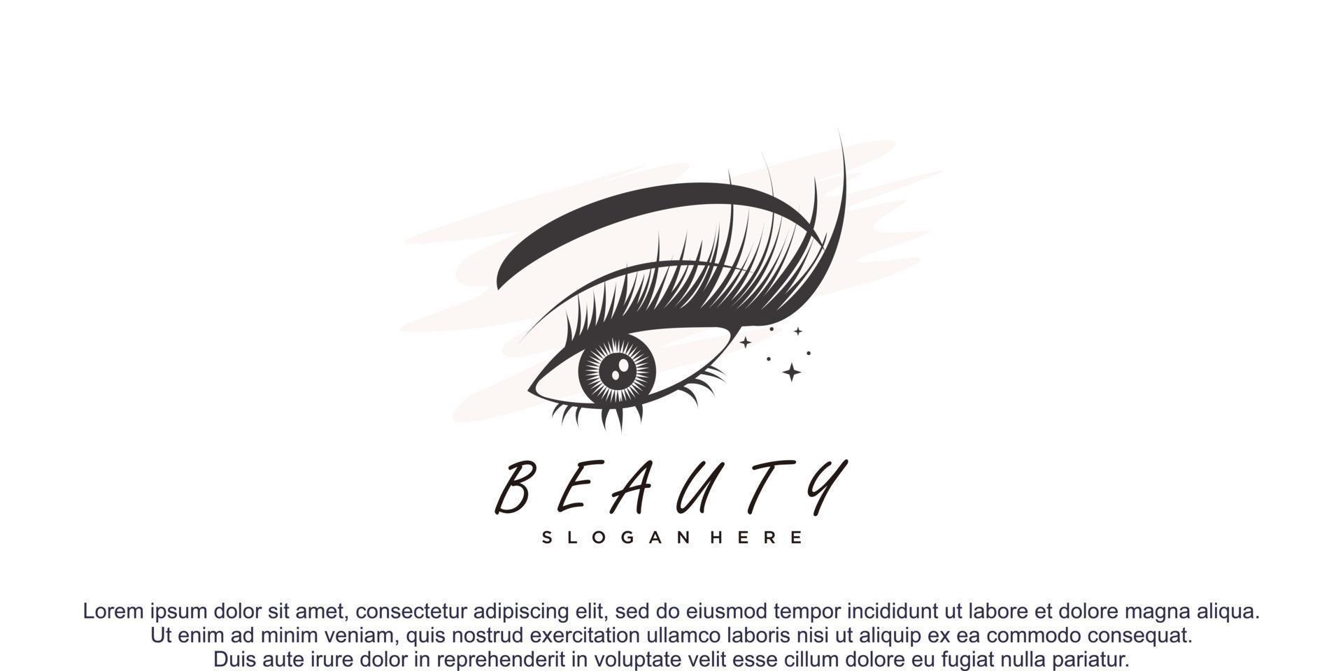 Beauty women logo design concept and beauty lashes extention concept vector