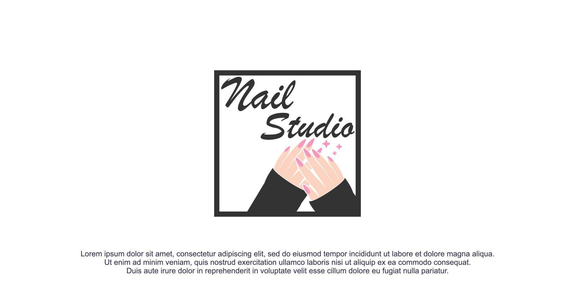 nail logo design with modern concept premium vector