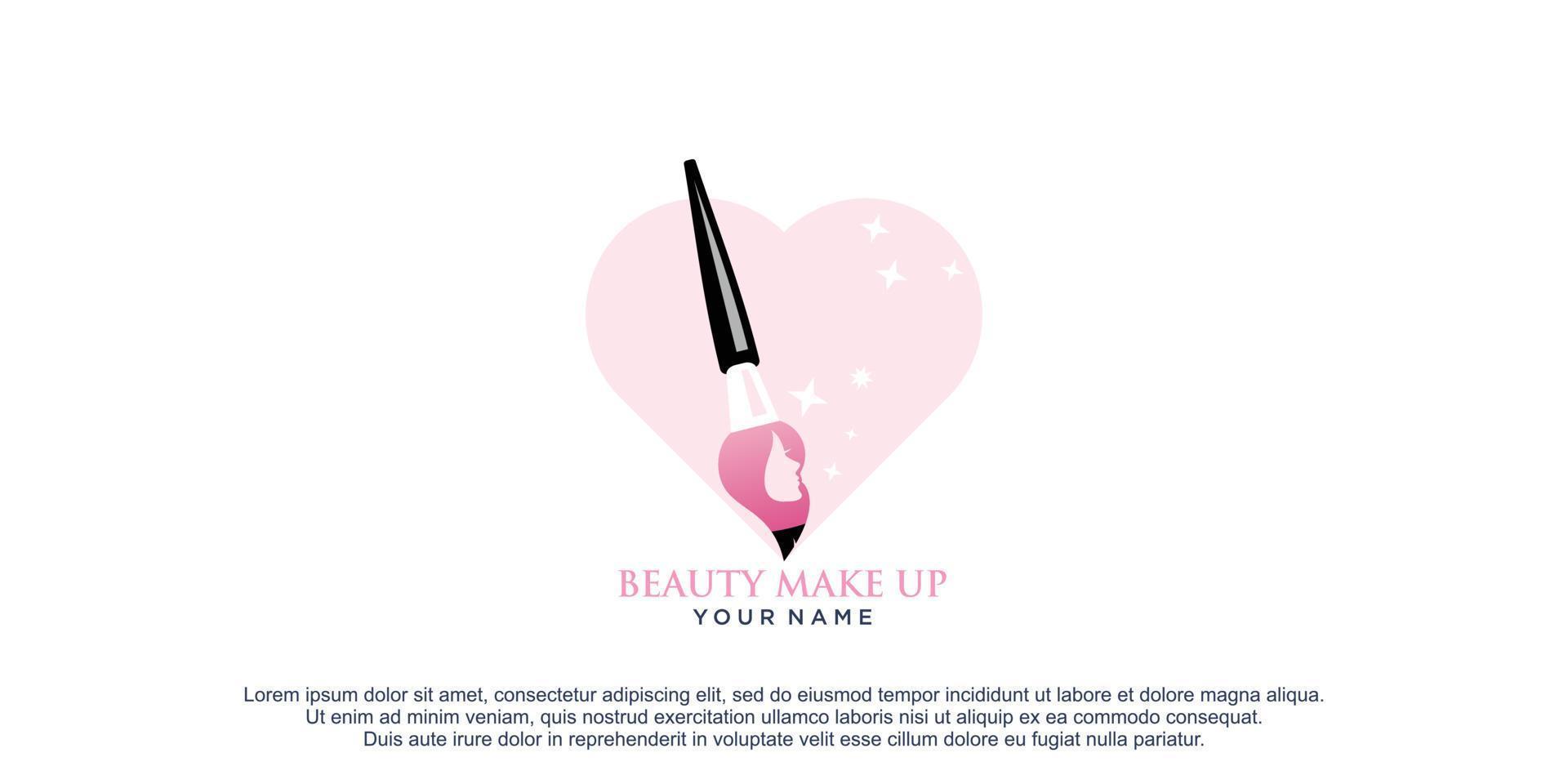 Make up Logo design  With beauty woman Premium vector