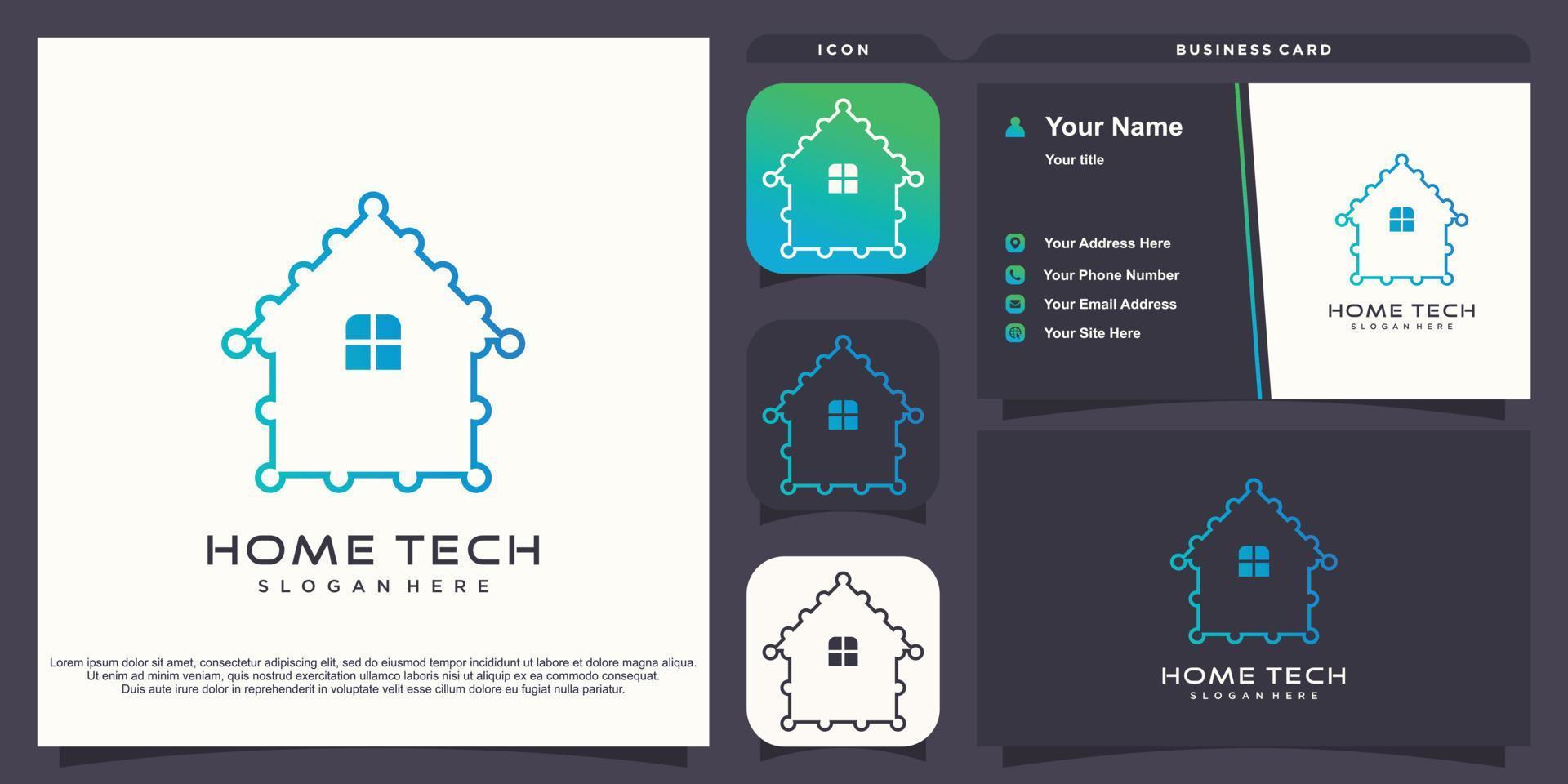 Home tech logo design concept premium vector