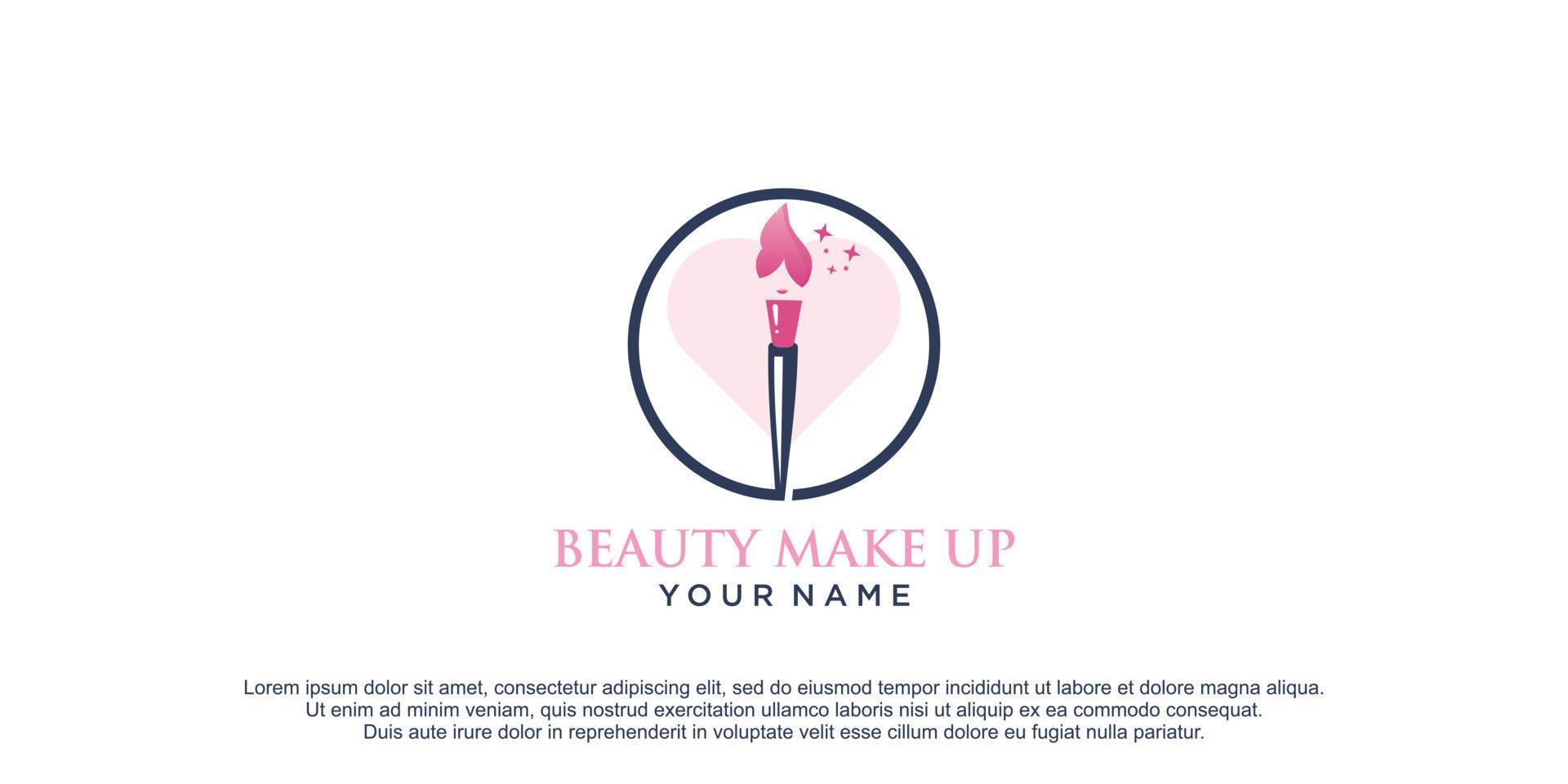 Make up Logo design  With beauty woman Premium vector