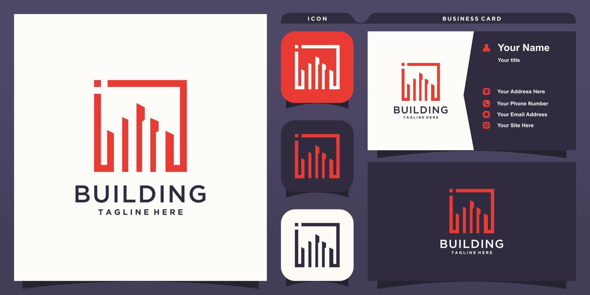 Building logo design for business Premium Vector