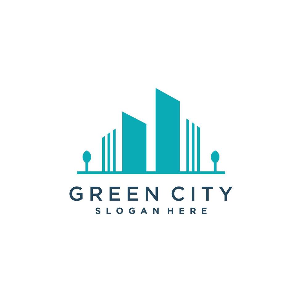 logotipo de ciudad verde con concepto moderno para vector premium de negocios