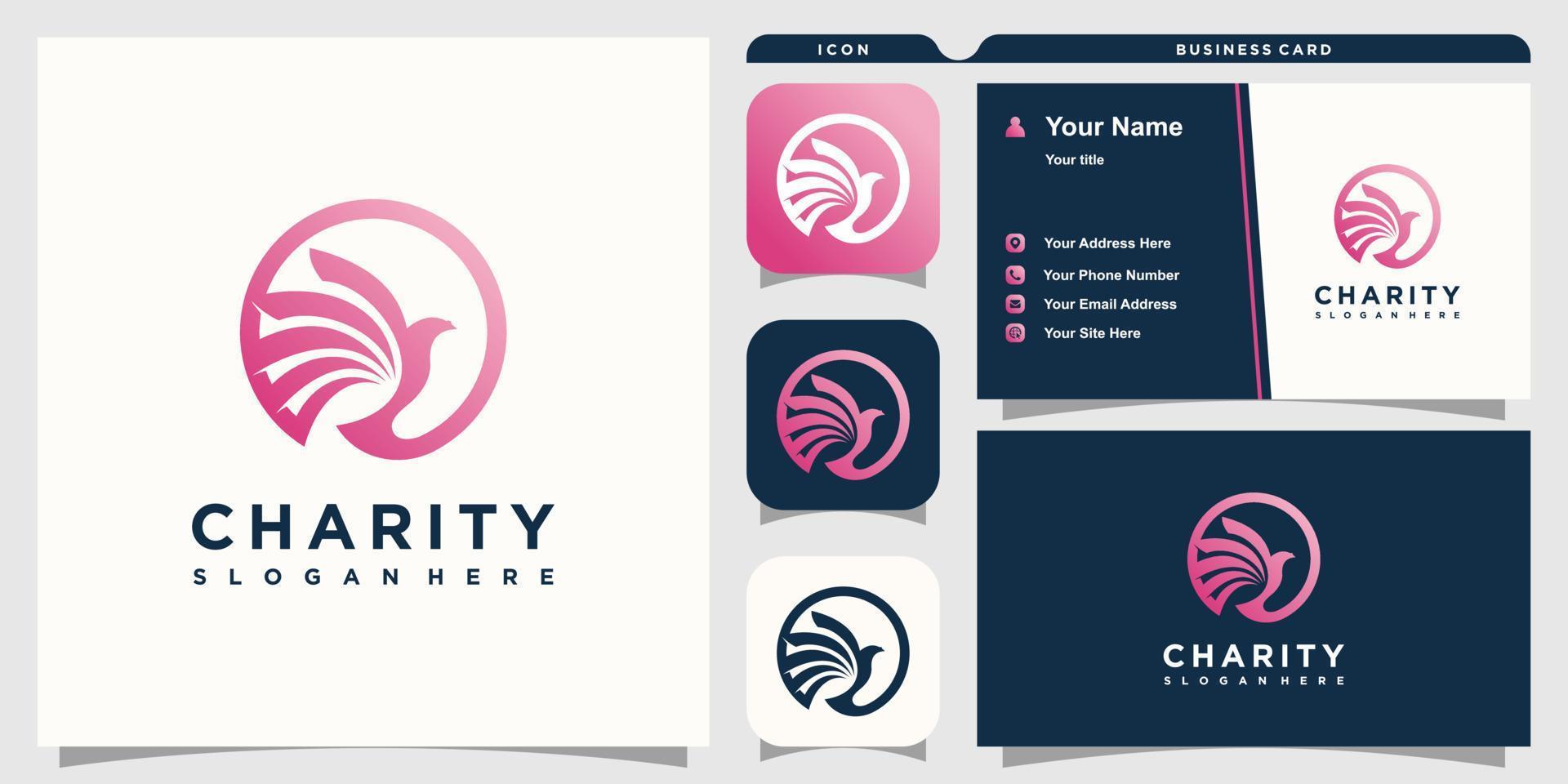 Charity logo with modern concept for business premium vector