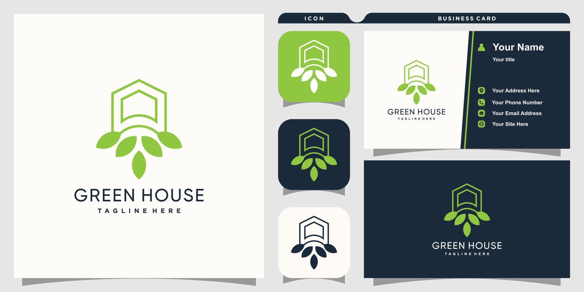 Green house logo with modern abstract concept Premium Vector
