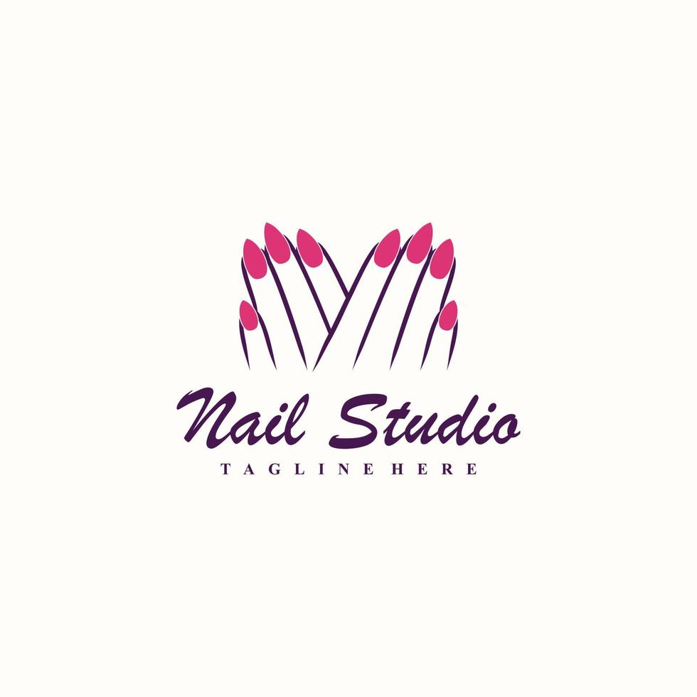 Nail logo design concept for nail beauty woman Premium Vector