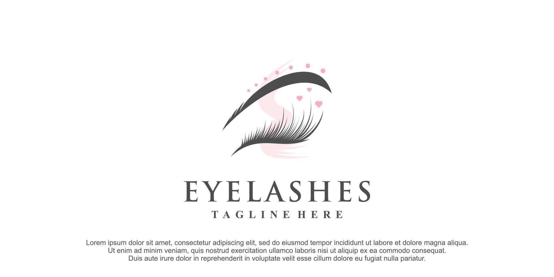 Eyelashes logo design for beauty make up with creative element Premium Vector