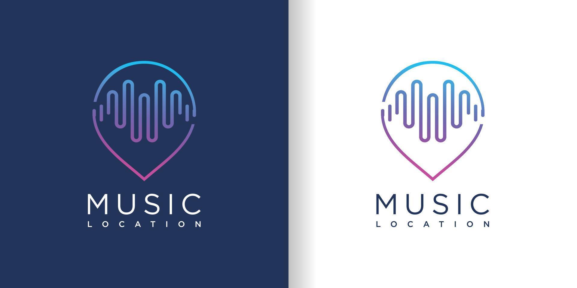 logotipo de pin con concepto de diseño de música vector premium