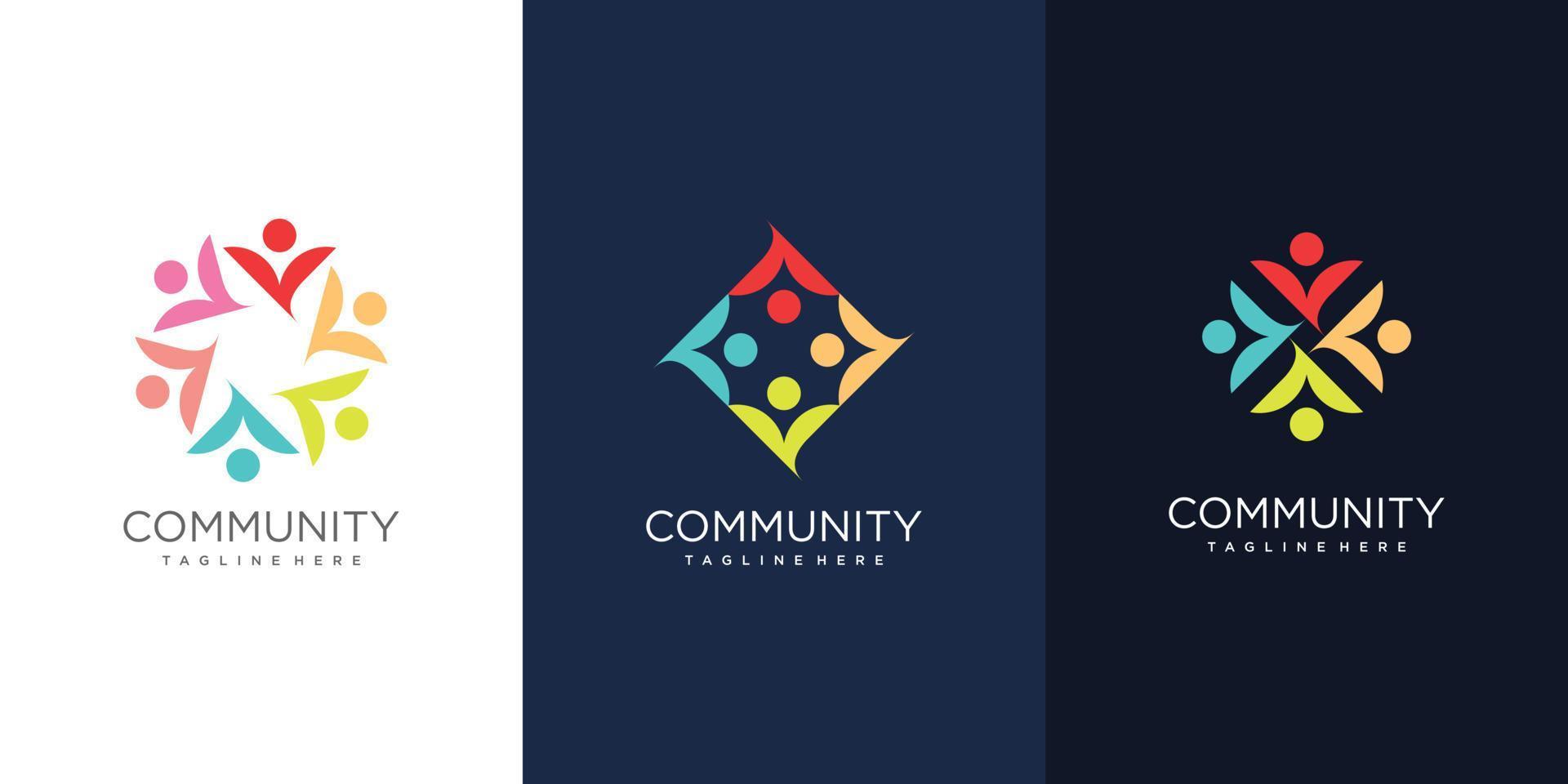 concepto de diseño de logotipo comunitario con vector premium de estilo abstracto