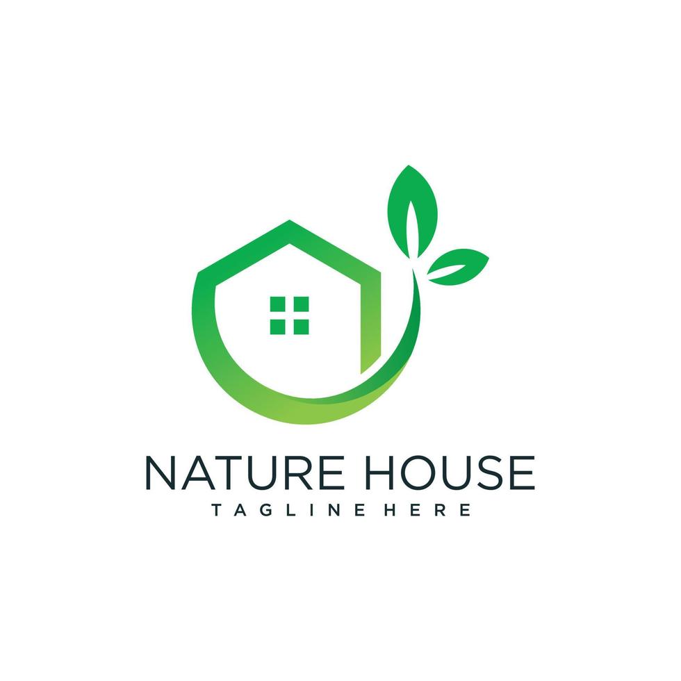 concepto de diseño de logotipo de casa verde con vector premium de estilo simple y único