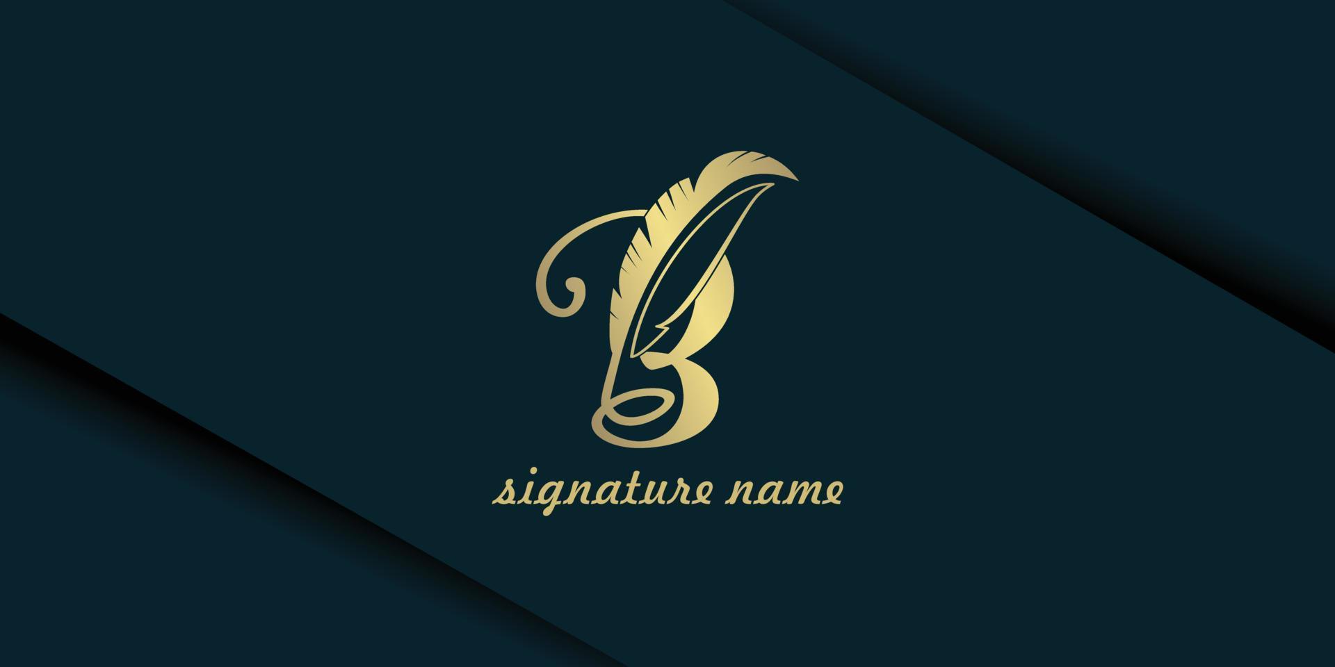 signature logo design with letter B concept premium vector