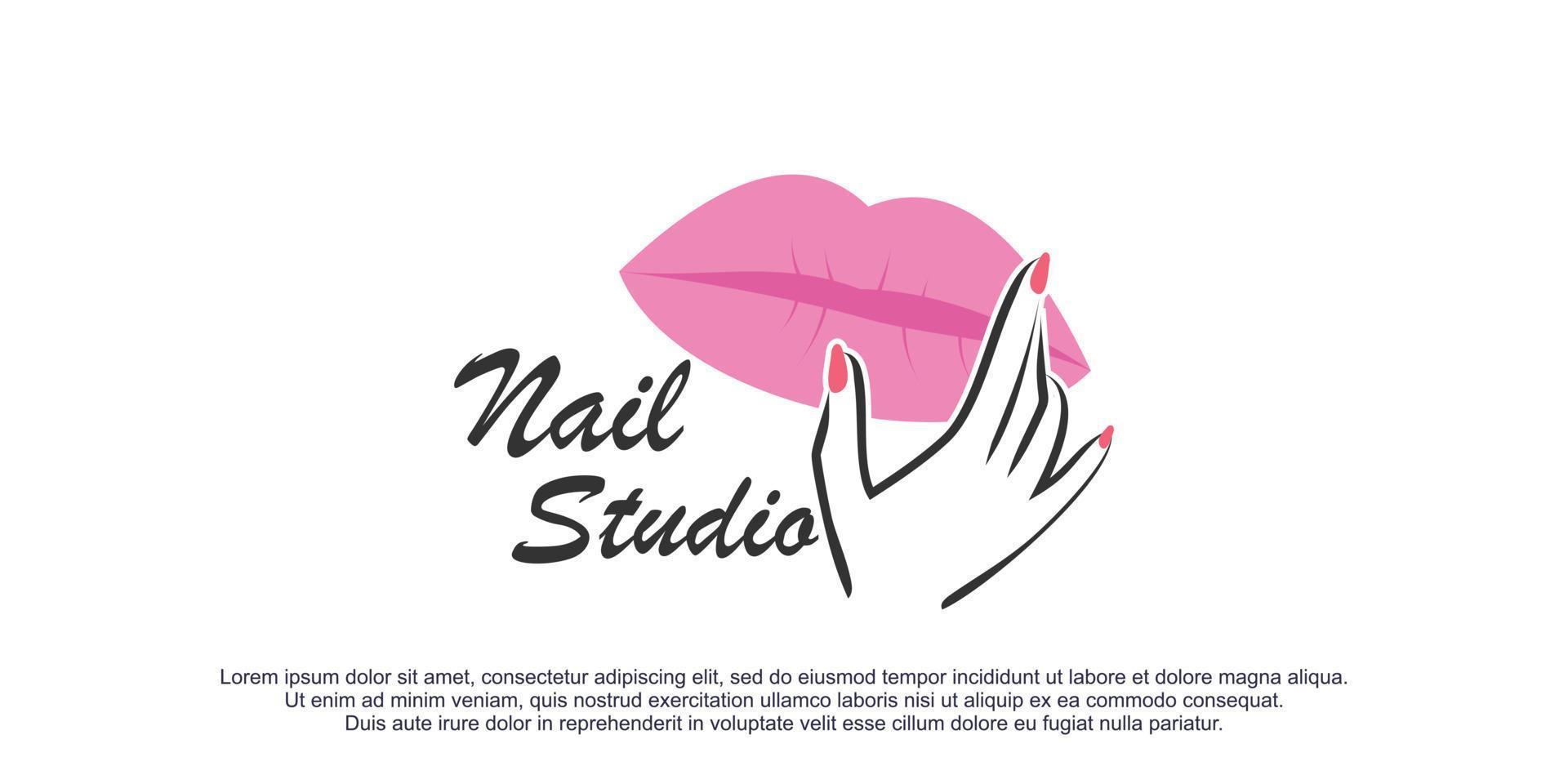 nail logo design with modern concept premium vector
