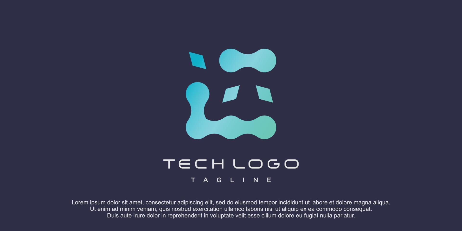 Tech logo with creative concept premium vector