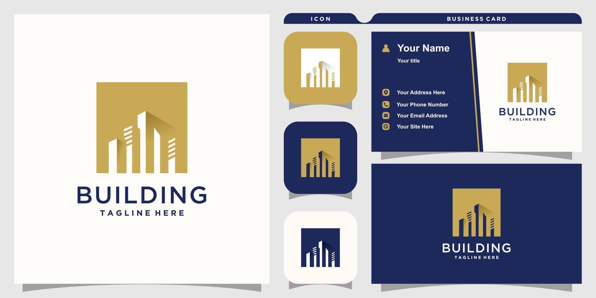 Building logo design for business Premium Vector