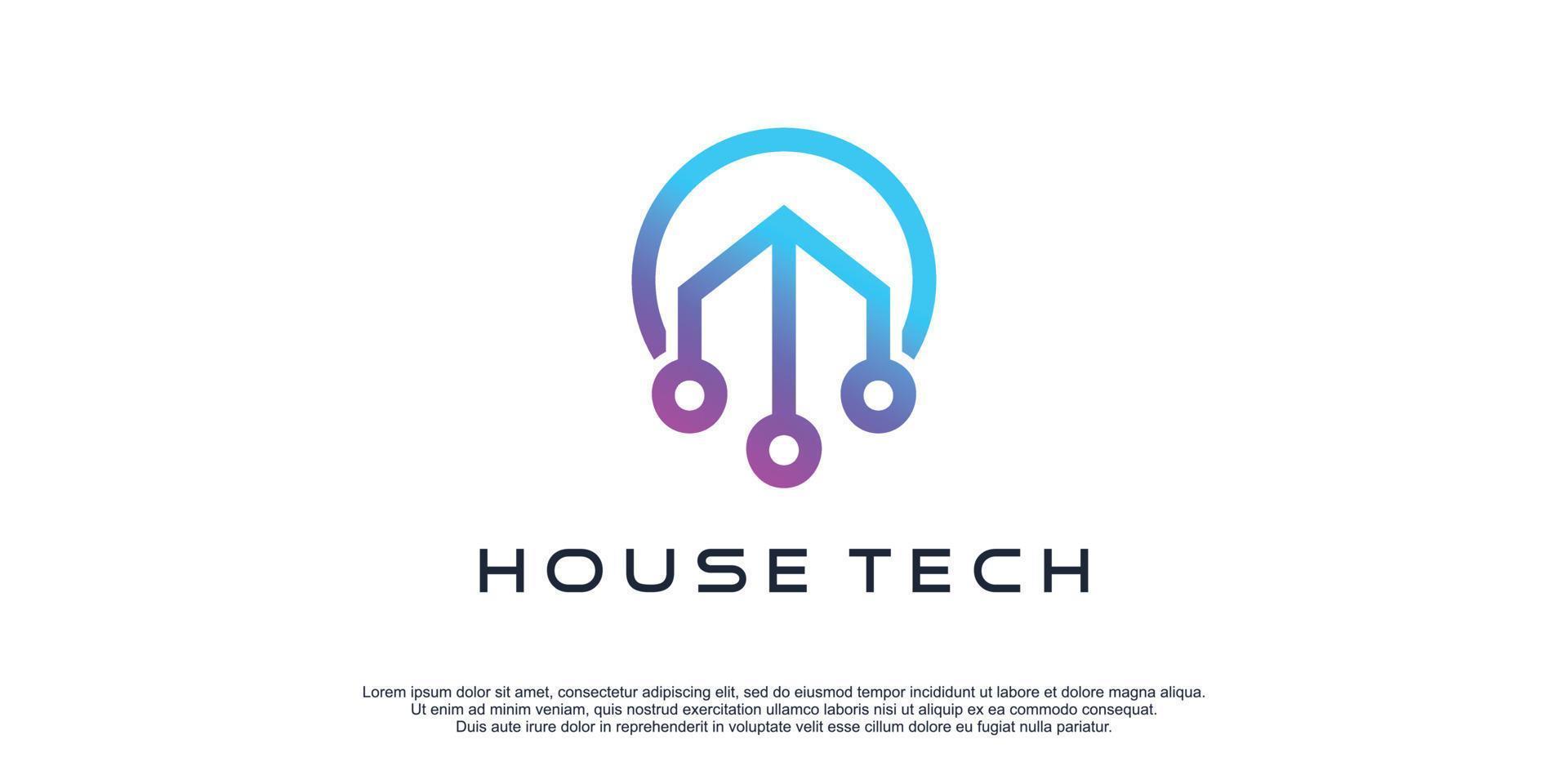 House tech logo design for business and technology Premium Vector