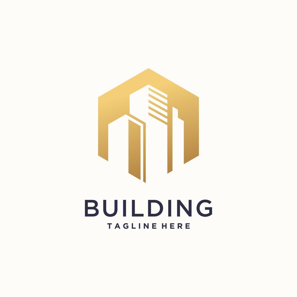 Building logo with modern concept premium vector