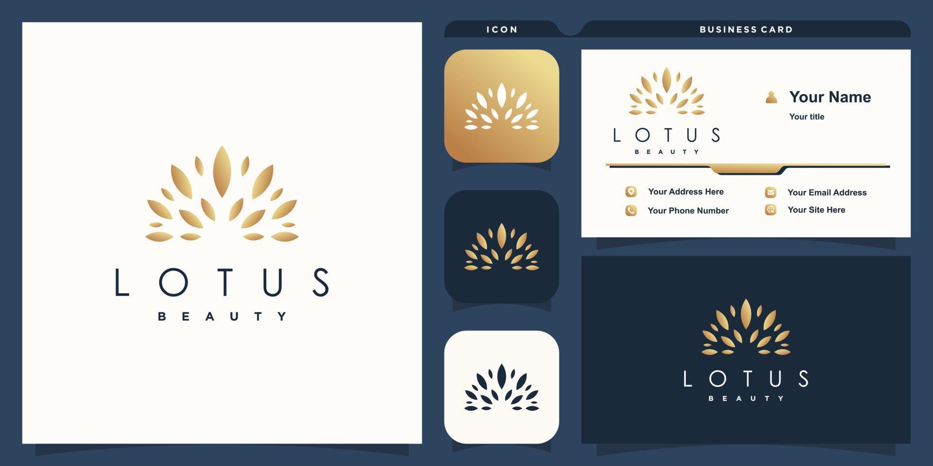 Golden lotus logo with modern concept Premium Vector