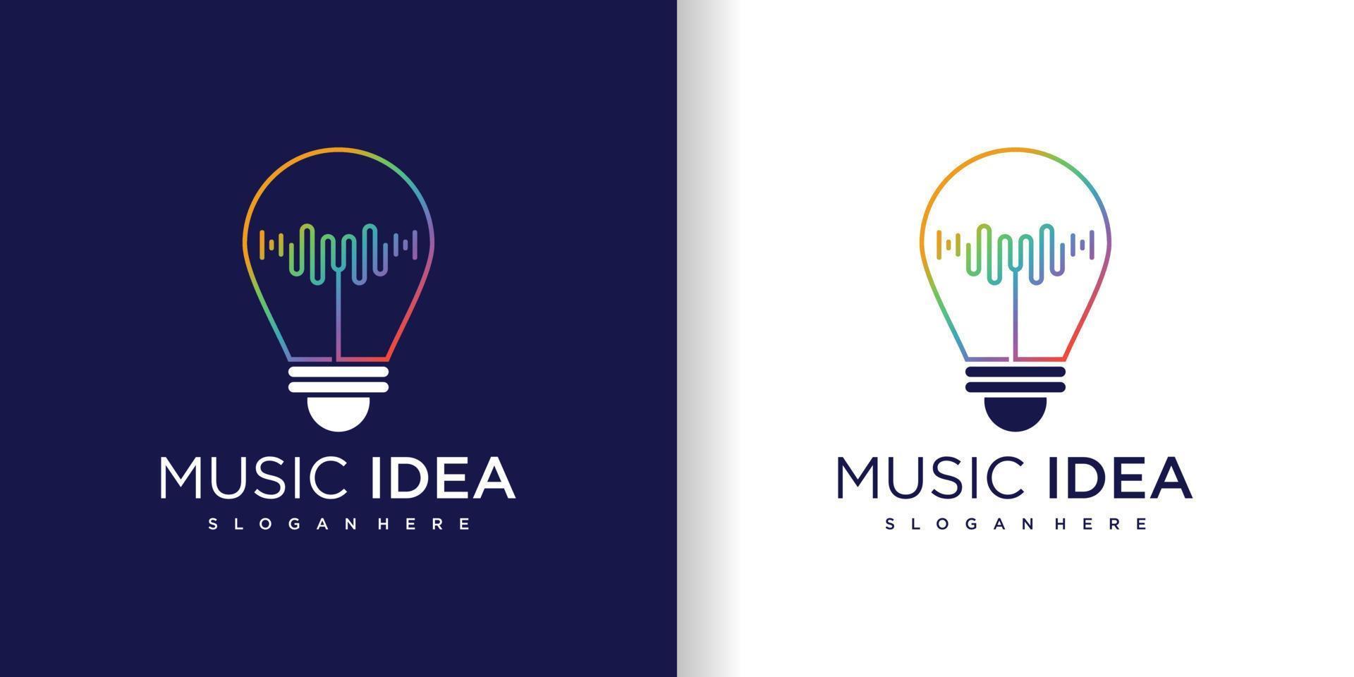 Light bulb logo with music design concept Premium Vector