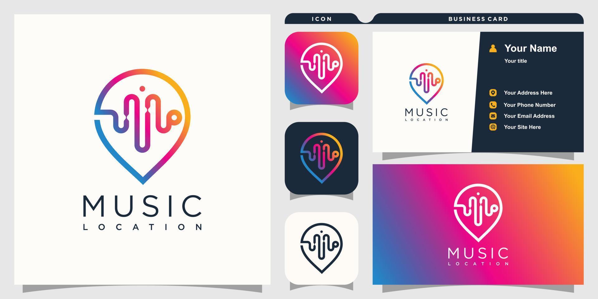 logotipo de pin con concepto de diseño de música vector premium
