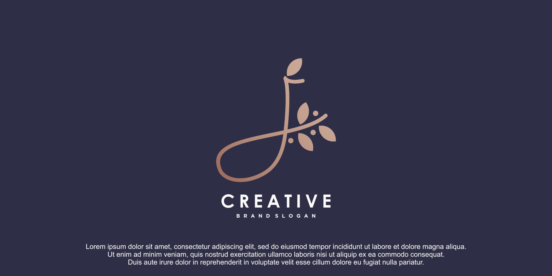 letter j logo design with leaf concept premium vector