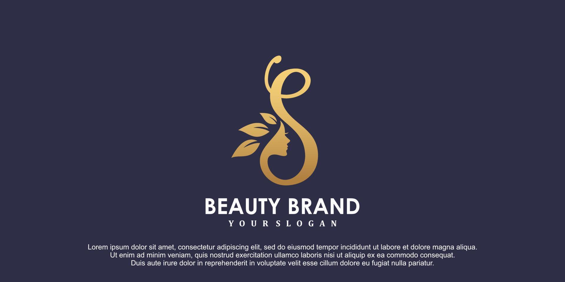 diseño de logotipo de letra s con vector premium de concepto de belleza