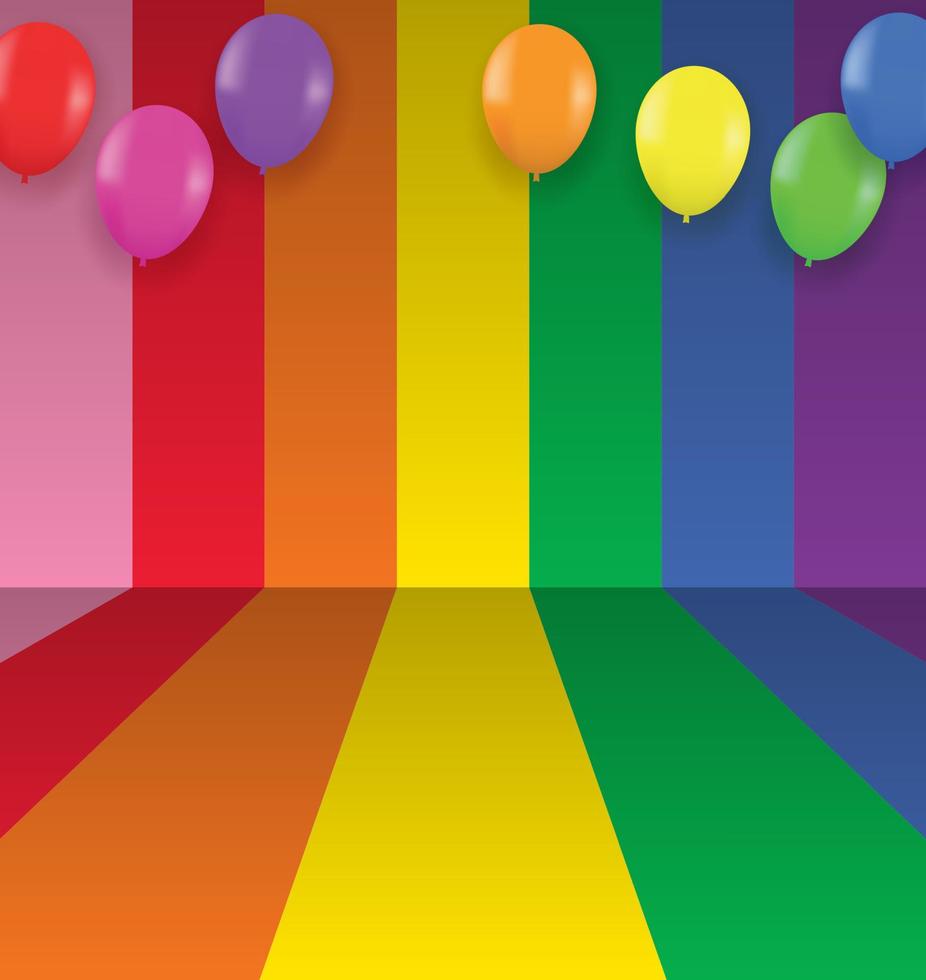 mes del orgullo lgbtq. diseño con fondo de arco iris colorido globo. vector. vector