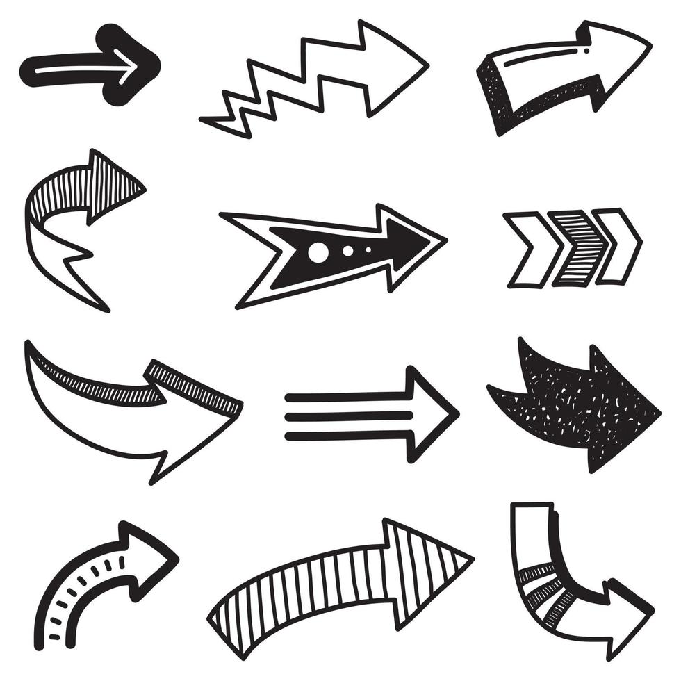 set of hand drawn arrows .Vector doodle design elements. Illustration on white background.for business infographic, banner, web and concept design. vector