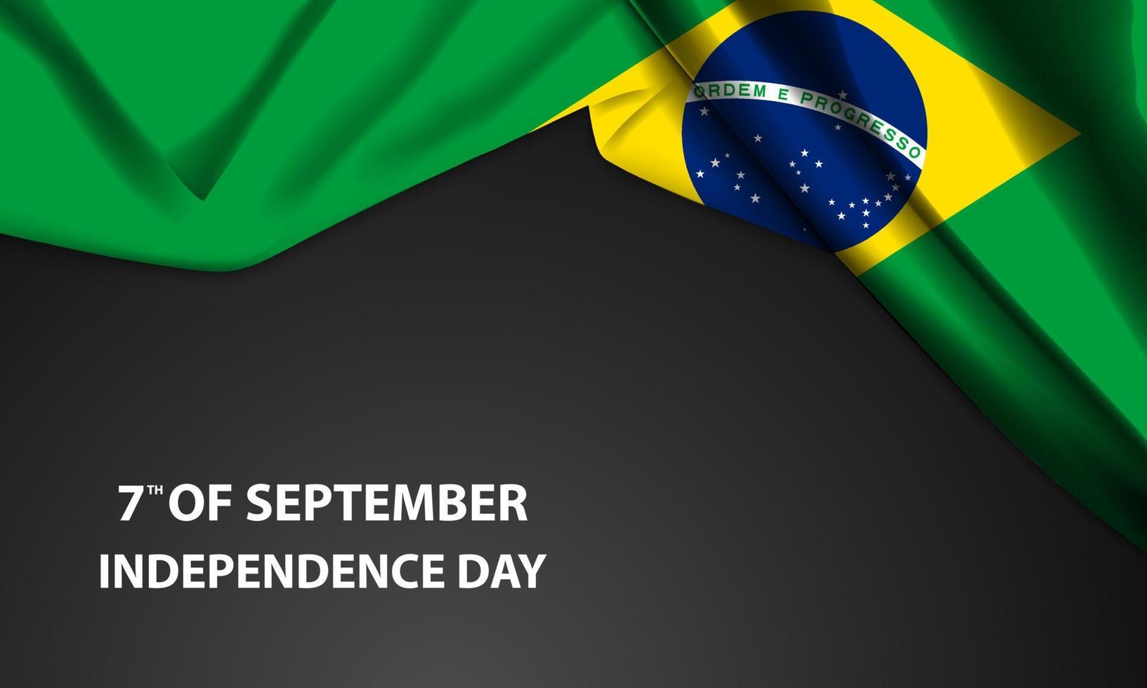 Abstract independence day of Brazil background with elegant fabric flag and typographic illustration vector