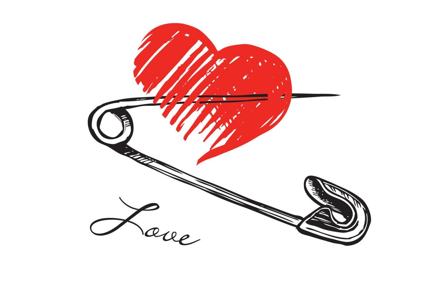 día de San Valentín. gruñido del corazón. ilustración dibujada a mano vector