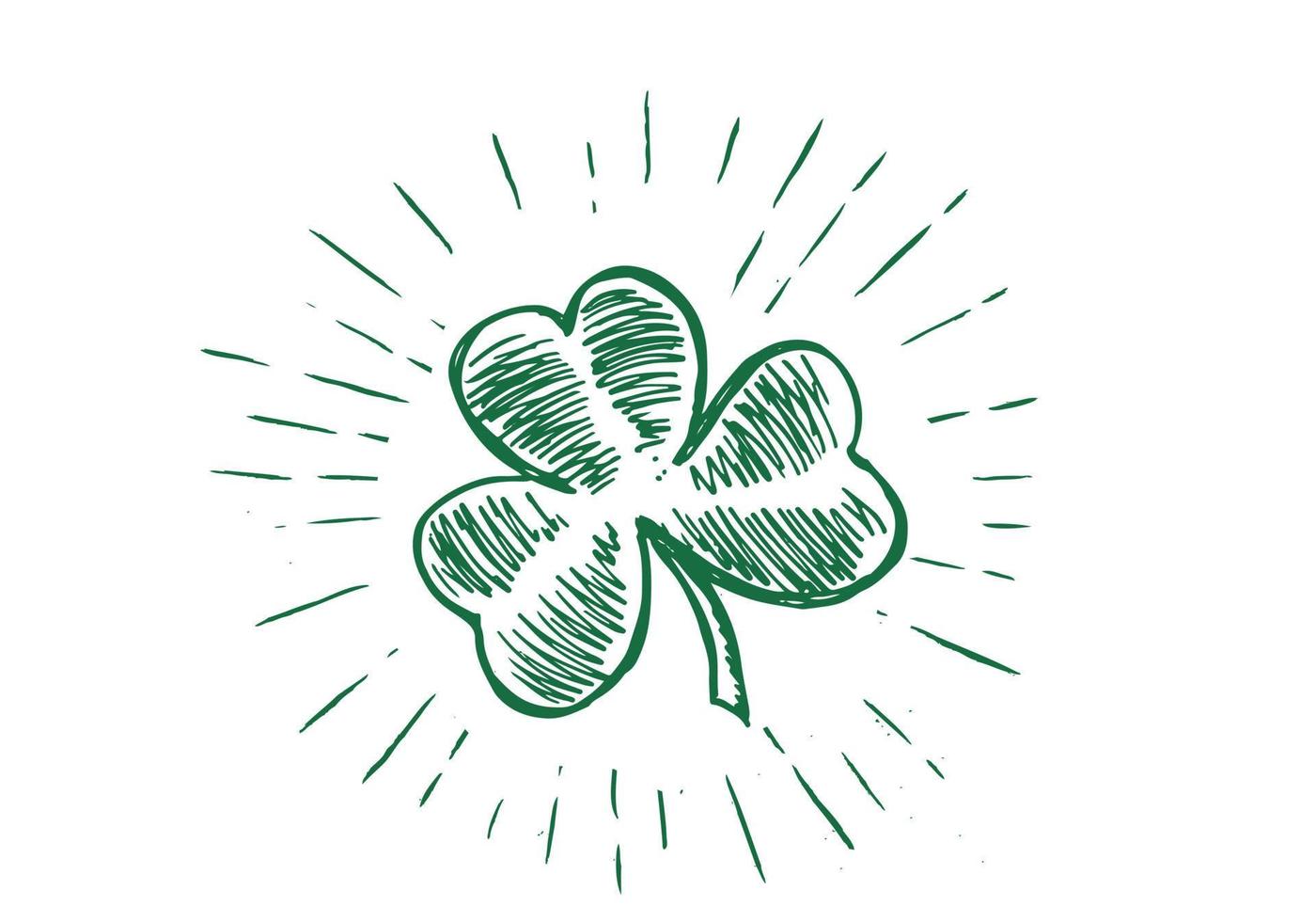 Patrick day. Clover, hand drawn illustration. vector