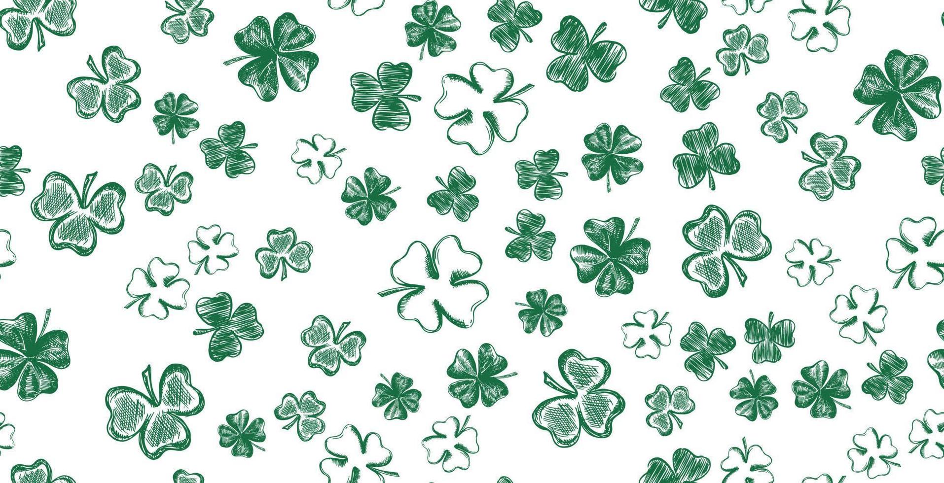 Clover set, hand drawn illustration. Patrick day. vector