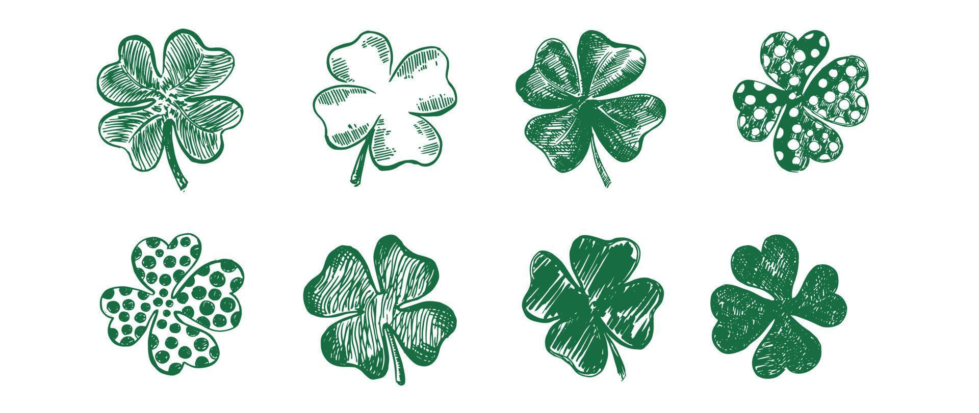 Clover set. Patrick's day. Hand drawn illustration. vector