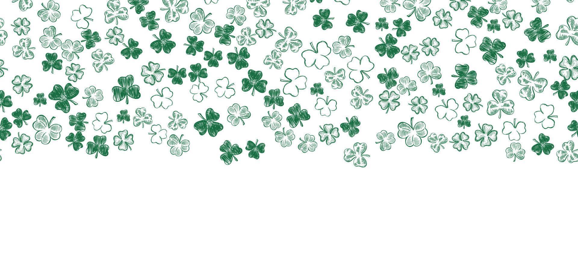 Clover set, hand drawn illustration. Patrick day. vector