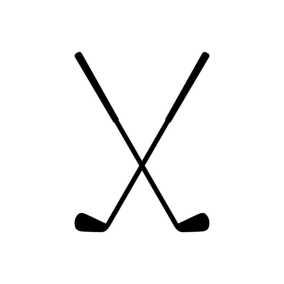 crossed golf sticks icon isolated on white background. vector