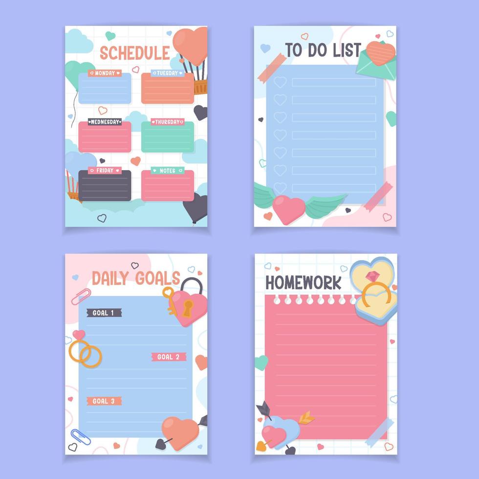 Journal Template with Hearts Elements vector