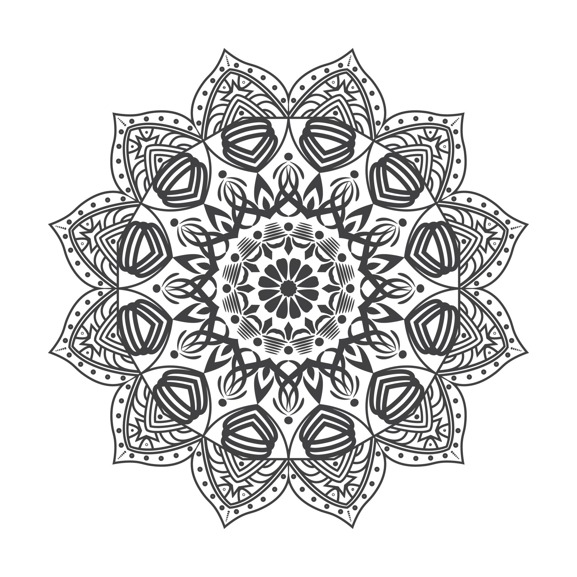 Simple mandala design for coloring. Vector floral mandala. Geometric  ornamental mandalas Stock Vector