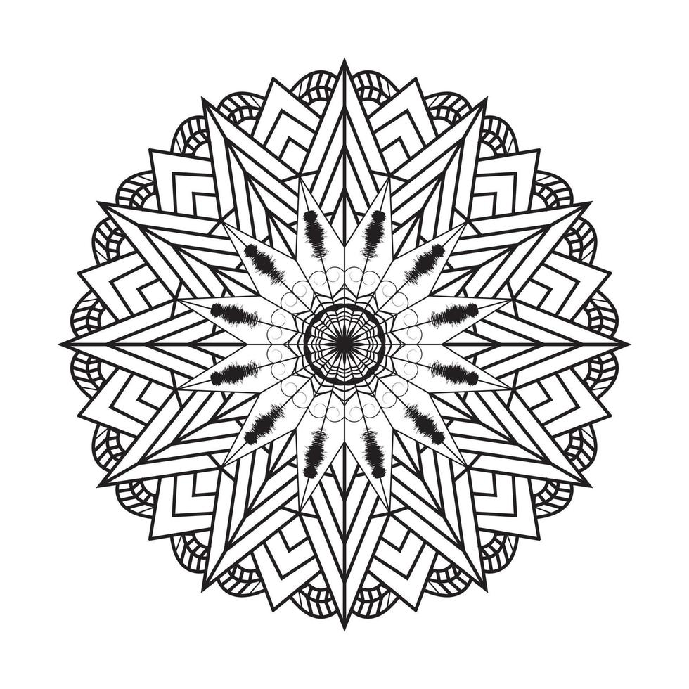 Beautiful hand drawn Mandala, Simple mandala design colouring, Geometric ornamental mandalas, Round ornament pattern, free floral mandala colouring page, mandala relaxation patterns unique design vector