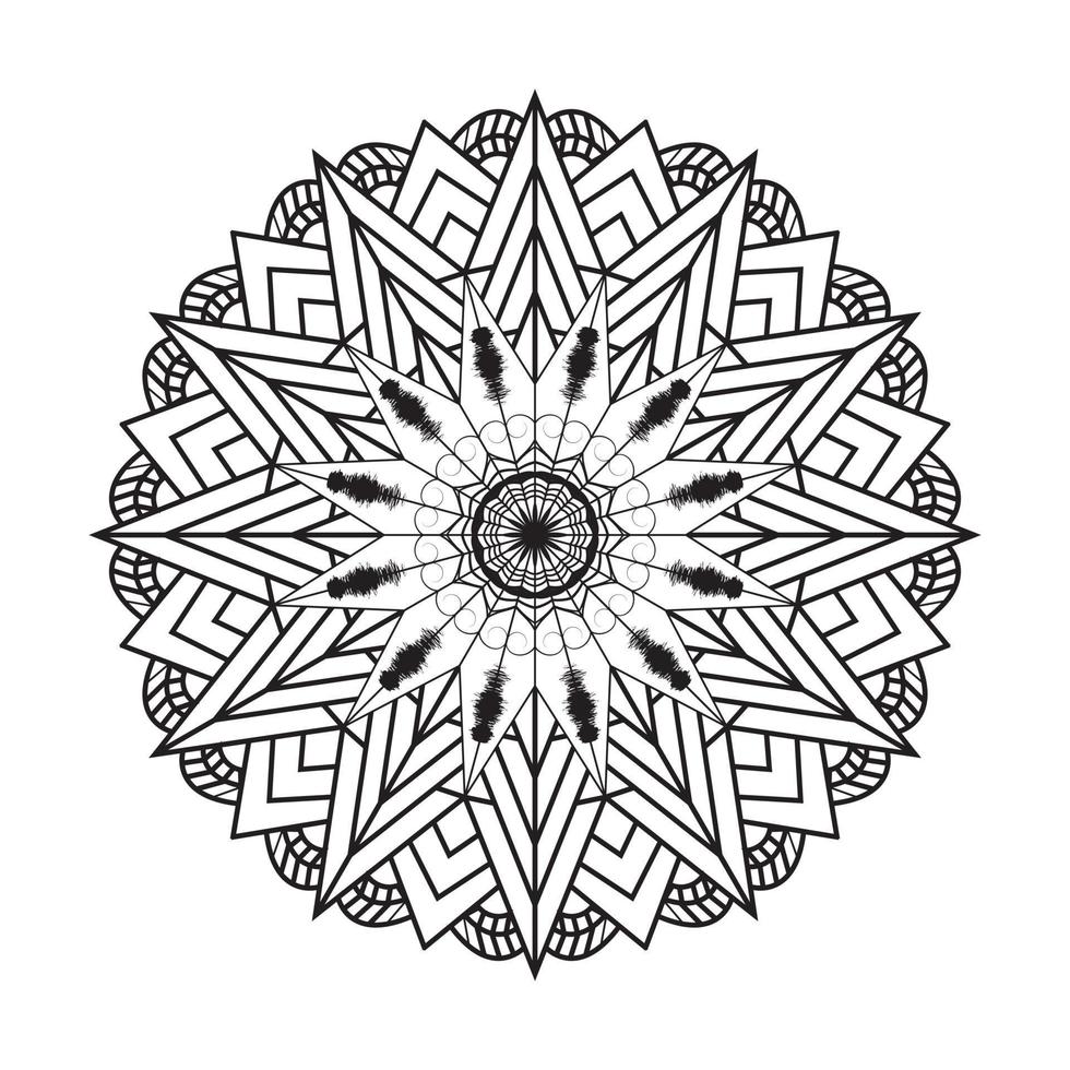 hermoso mandala dibujado a mano, diseño de mandala simple para colorear, mandalas ornamentales geométricos, patrón de adorno redondo, página para colorear de mandala floral gratis, patrones de relajación de mandala diseño único vector