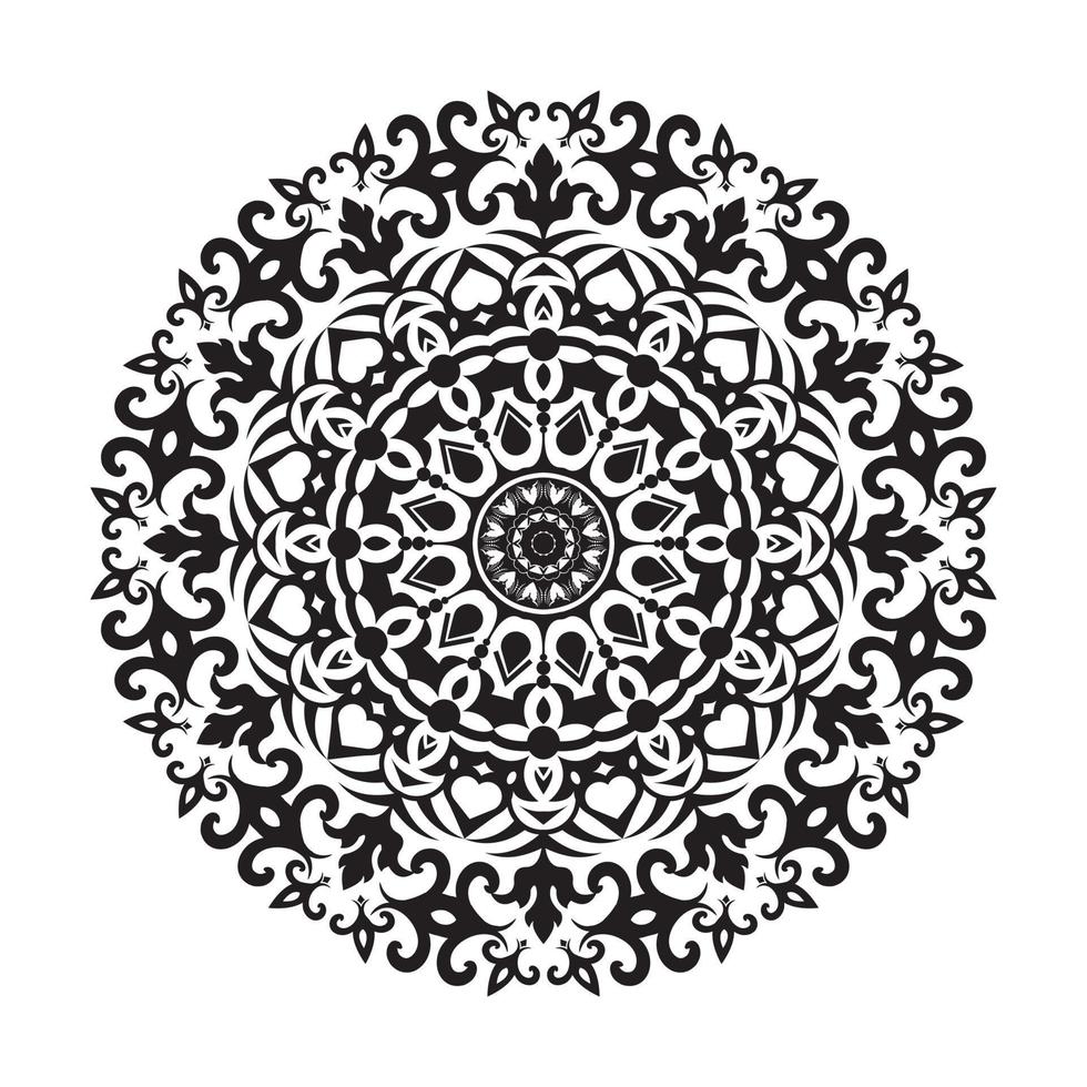 mandala floral en ilustración vectorial en blanco y negro, patrón de ornamento redondo, página de coloración de mandala floral gratis, mandala circular con flor de loto, patrones de relajación de mandala diseño único vector