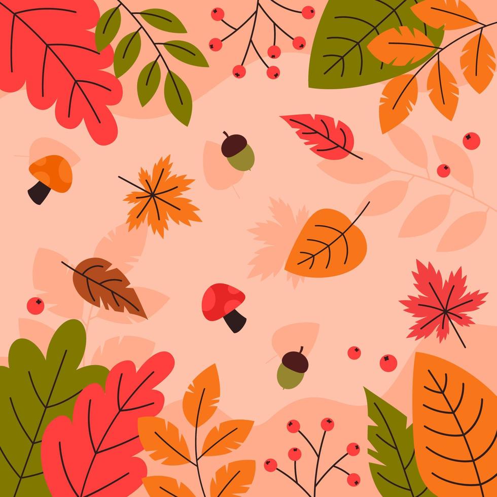 Autumn Fall Floral Square Background for Social Media Post or Feed vector