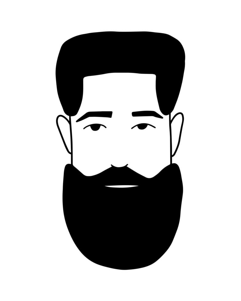 ilustración de hombre barbudo de fideos dibujados a mano. vector, hombre, con, barba, aislado vector