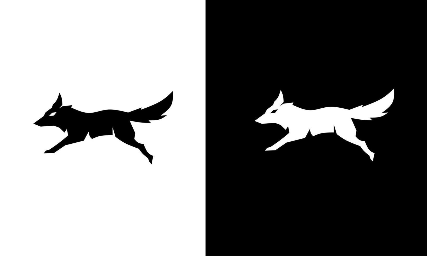 plantilla logotipo lobo ejecutar color blanco y negro vector